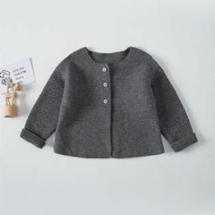 Baby Drenge Casual Vævet Strikket Cardigan Sweater Outwear Til Vinter Mørkegrå