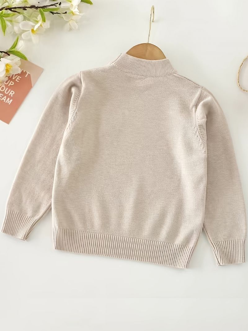 Baby Ensfarvet Sweater Rund Hals Langærmet Striktrøje Drenge Piger Børn Tøj