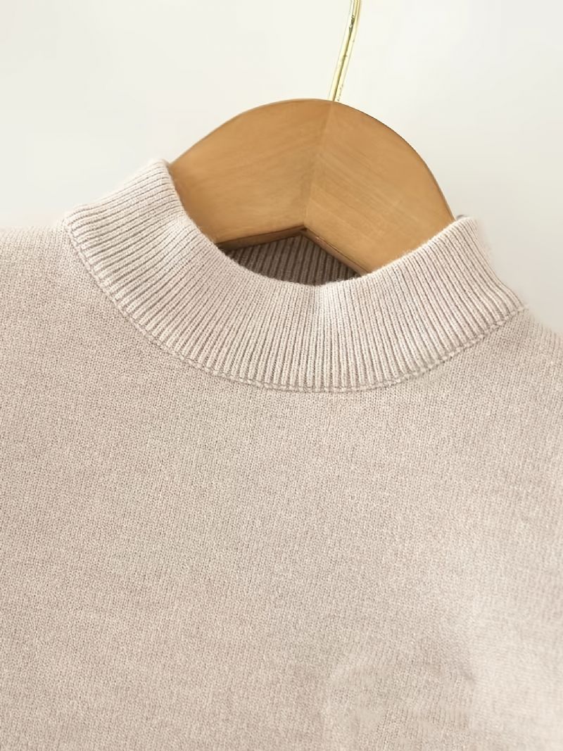 Baby Ensfarvet Sweater Rund Hals Langærmet Striktrøje Drenge Piger Børn Tøj