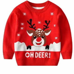 Baby Juletrøje Langærmet Julehjort Print Strikket Sweater Varm Vinter Til Drenge Piger Børnetøj