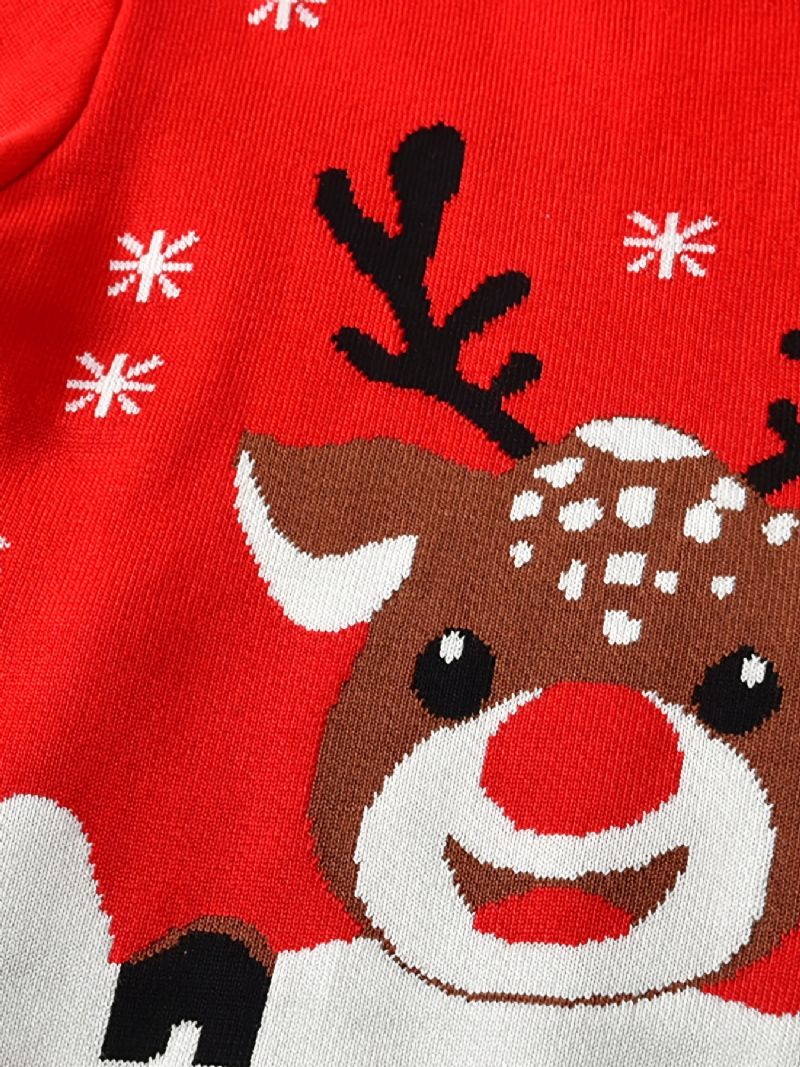 Baby Juletrøje Langærmet Julehjort Print Strikket Sweater Varm Vinter Til Drenge Piger Børnetøj