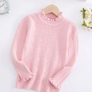 Baby Piger Blonder Langærmet Rund Hals T-shirt Toppe Ensfarvet Sweater Pullover Børnetøj