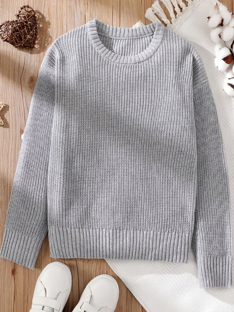 Baby Piger Drenge Solid Strikket Pullover Sweater Til Vinter Nyt Børnetøj