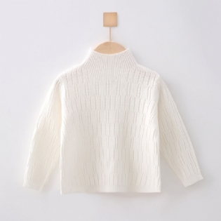 Baby Piger Ensfarvet Sweater Langærmet Høj Hals Strikket Pullover Børnetøj