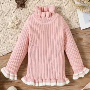 Baby Piger Rullekrave Strikket Sweater Til Vinter Babytøj