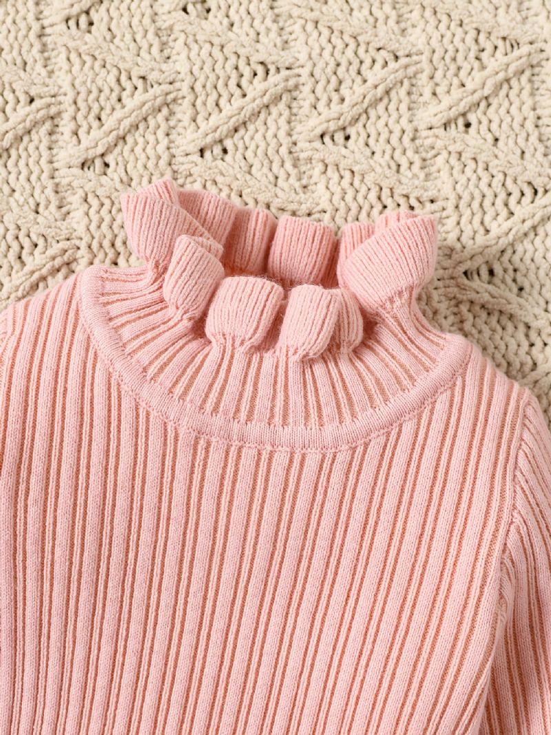 Baby Piger Rullekrave Strikket Sweater Til Vinter Babytøj