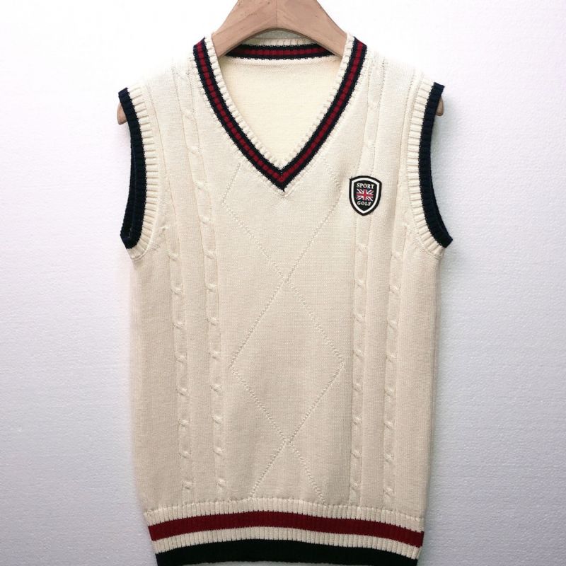 Børn Casual Vintage Strikket Ærmeløs Sweater Vest V-hals Pullover Termovest Til Drenge