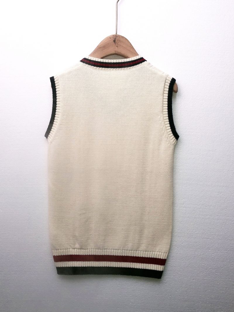 Børn Casual Vintage Strikket Ærmeløs Sweater Vest V-hals Pullover Termovest Til Drenge