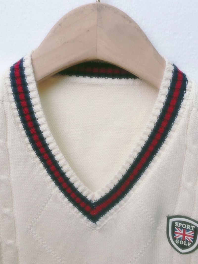 Børn Casual Vintage Strikket Ærmeløs Sweater Vest V-hals Pullover Termovest Til Drenge