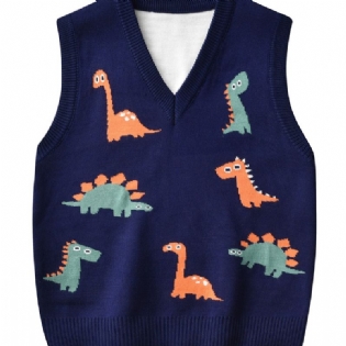 Børne Sweater Vest Tegneserie Dinosaur Dreng Strikket Pullover