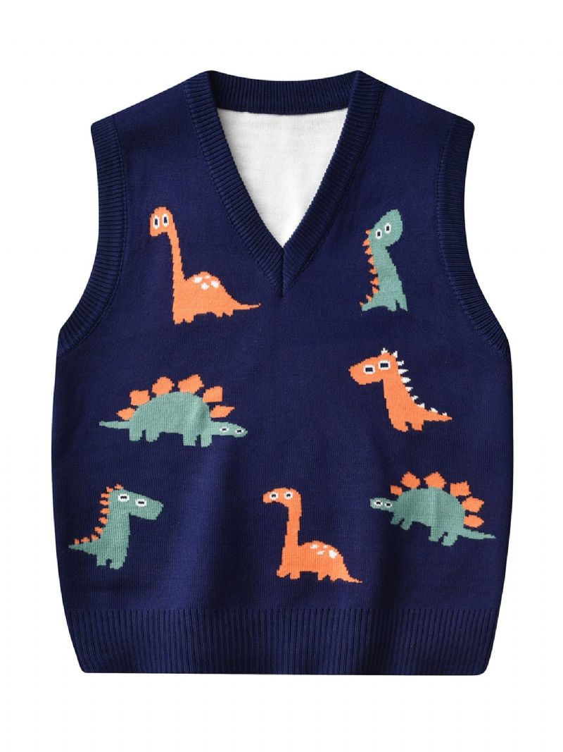 Børne Sweater Vest Tegneserie Dinosaur Dreng Strikket Pullover