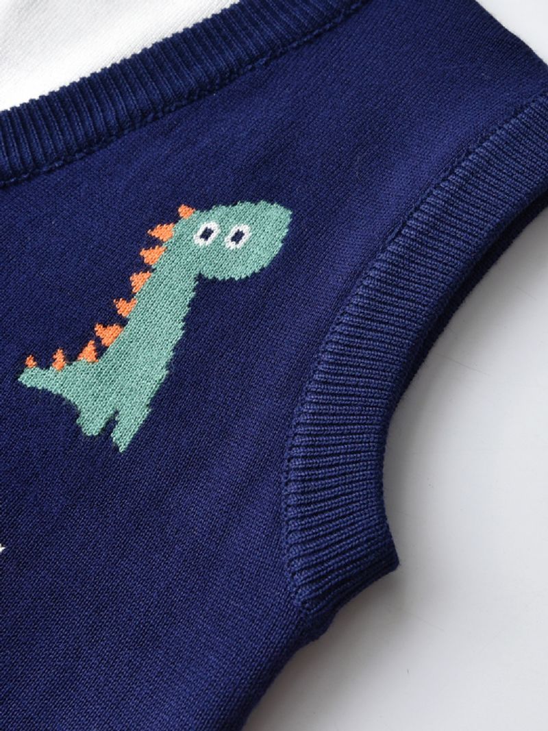 Børne Sweater Vest Tegneserie Dinosaur Dreng Strikket Pullover