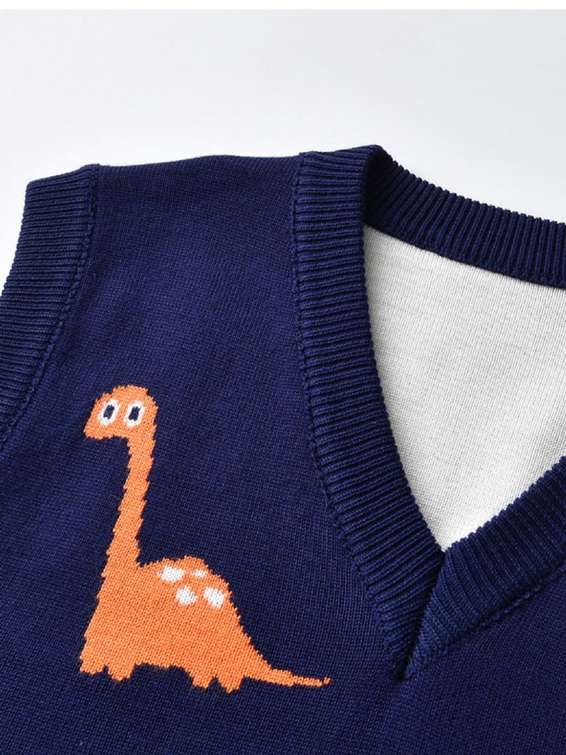 Børne Sweater Vest Tegneserie Dinosaur Dreng Strikket Pullover