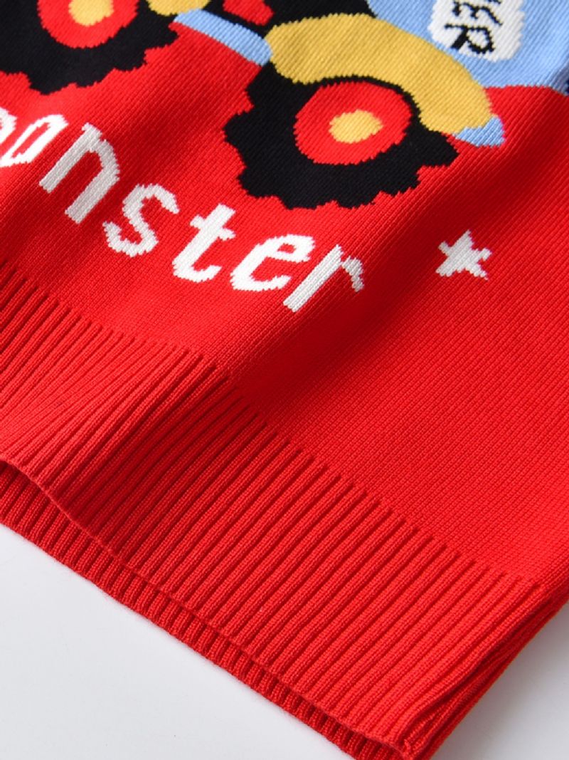 Børne Sweater Vest Tegneserie Konstruktion Køretøj Dreng Strikket Pullover