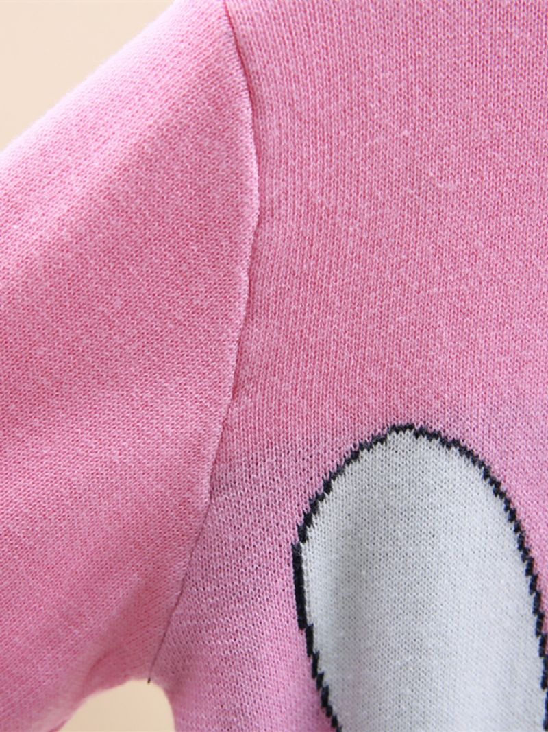 Børnepiger Kanintrøje Langærmet Rundhalset Strikket Pullover Børnetøj