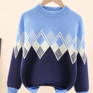 Børnetrøje Langærmet Rundhals Argyle Mønster Strikket Pullover Til Drenge Piger Børnetøj