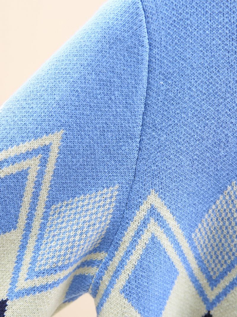 Børnetrøje Langærmet Rundhals Argyle Mønster Strikket Pullover Til Drenge Piger Børnetøj