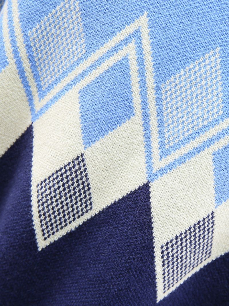 Børnetrøje Langærmet Rundhals Argyle Mønster Strikket Pullover Til Drenge Piger Børnetøj