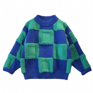 Børns Plaid Sweater Rund Hals Afslappet Trøje Til Drenge Piger