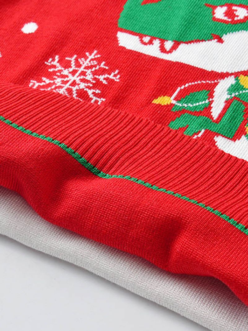 Christmas Børn Sød Tegneserie Dinosaur Strikket Sweater Med Rund Hals