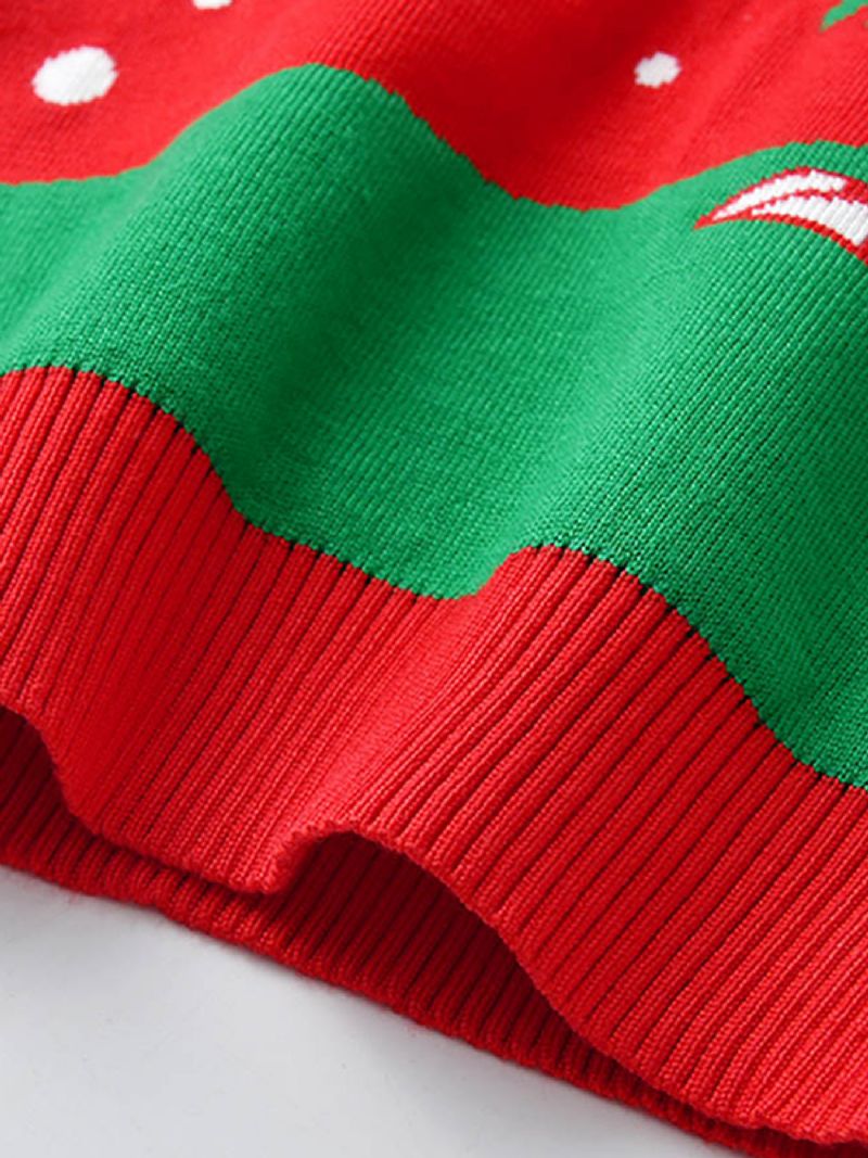 Christmas Børn Sød Tegneserie Dinosaur Strikket Sweater Med Rund Hals