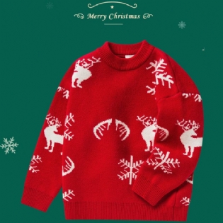 Christmas Drenge Heart Mønster Rød Strik Thermal Sweater