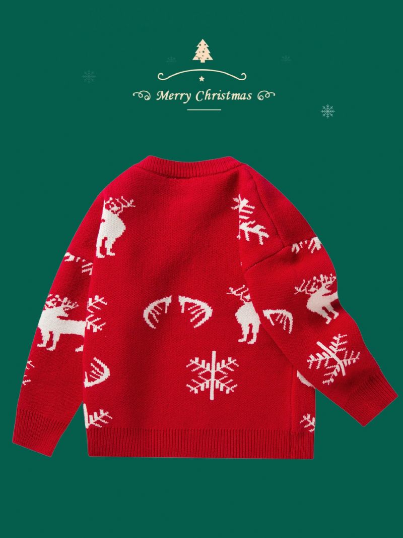 Christmas Drenge Heart Mønster Rød Strik Thermal Sweater