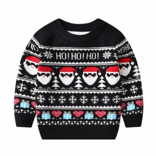 Christmas Santa Drenge Strikket Sweatshirt