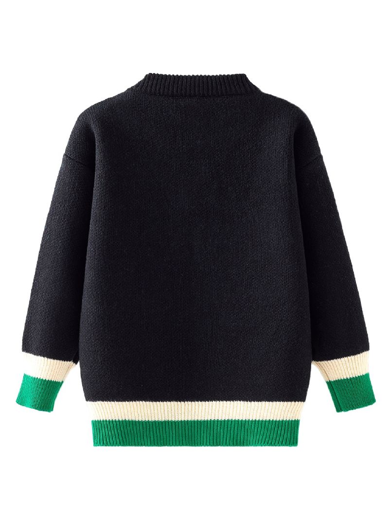 Drenge Casual Letter Hjertetryk Strikket Pullover Sweater Langærmet Stand Krave Termo Overdele Til Vinter