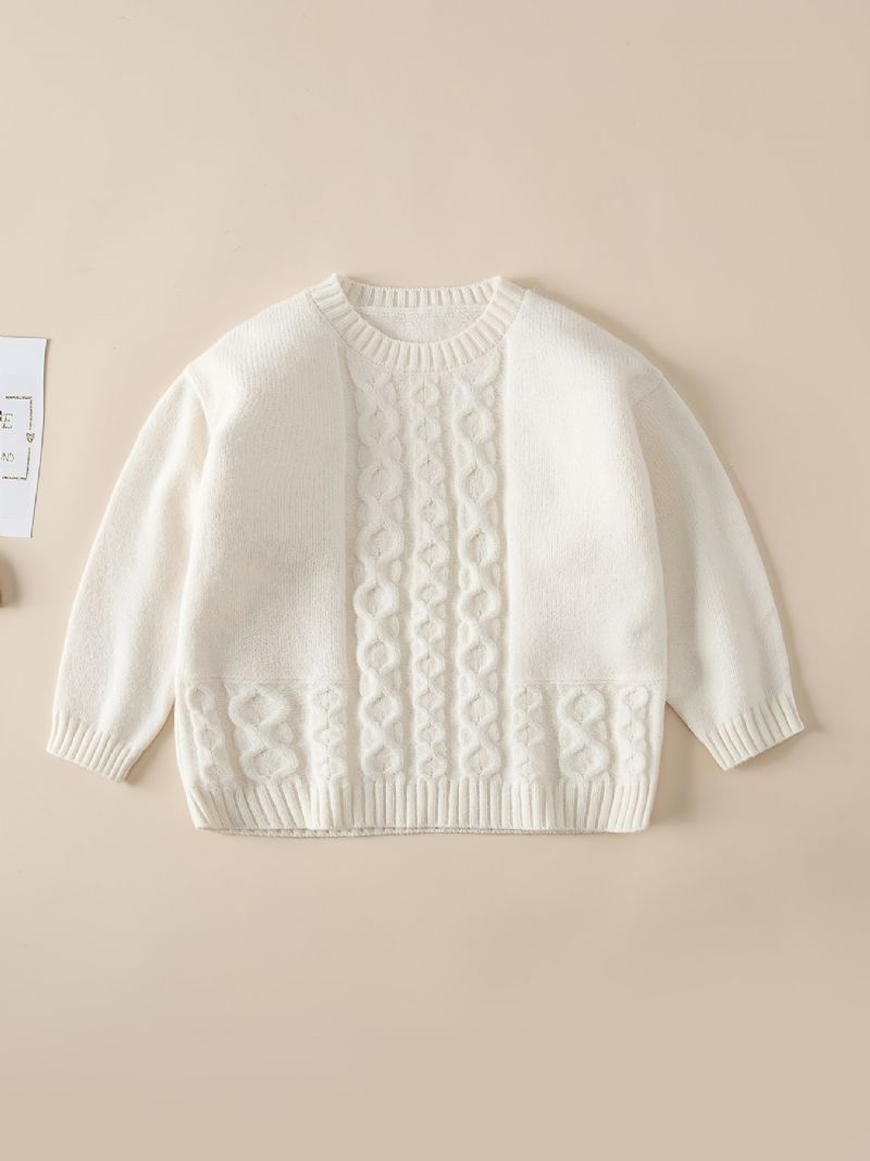 Drenge Casual Solid Strikket Sweater Langærmet Rund Hals Termisk Top Til Vinter