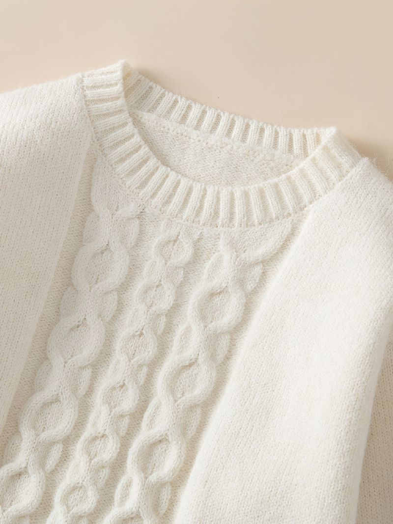 Drenge Casual Solid Strikket Sweater Langærmet Rund Hals Termisk Top Til Vinter