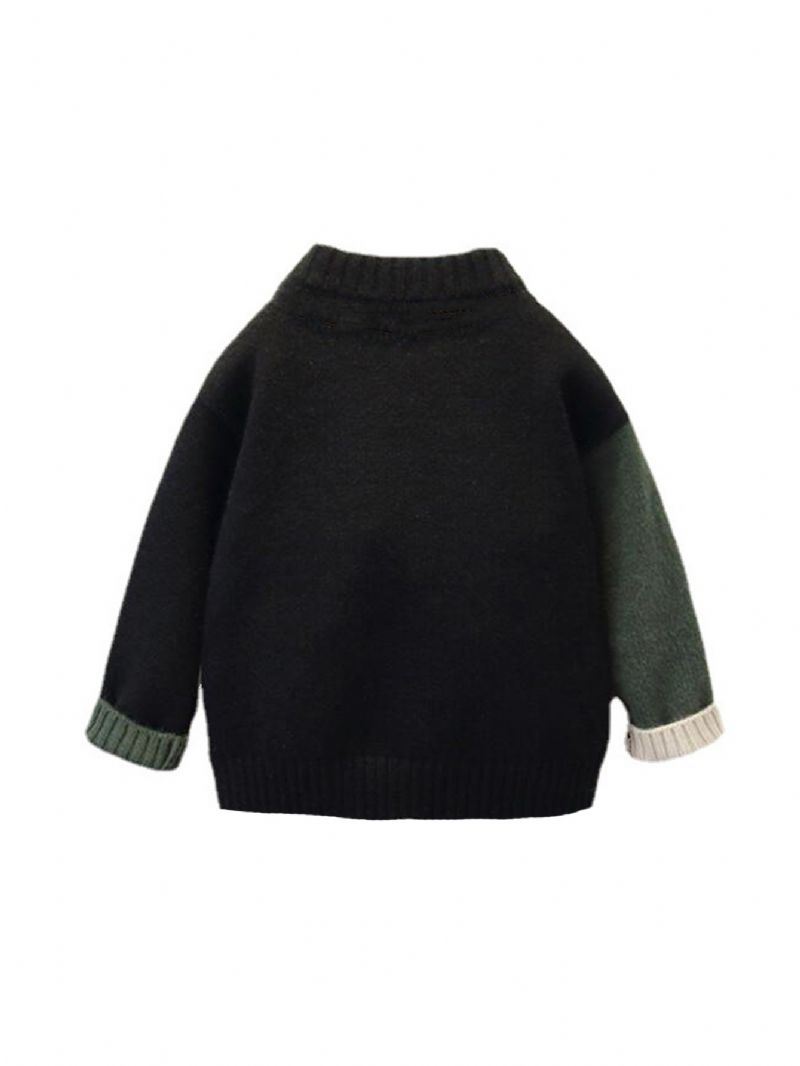 Drenge Colorblock Plaid Pullover Langærmet Sweater