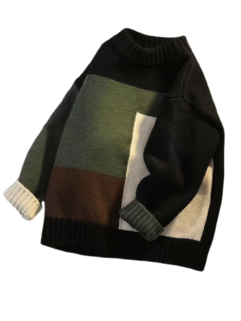 Drenge Colorblock Plaid Pullover Langærmet Sweater
