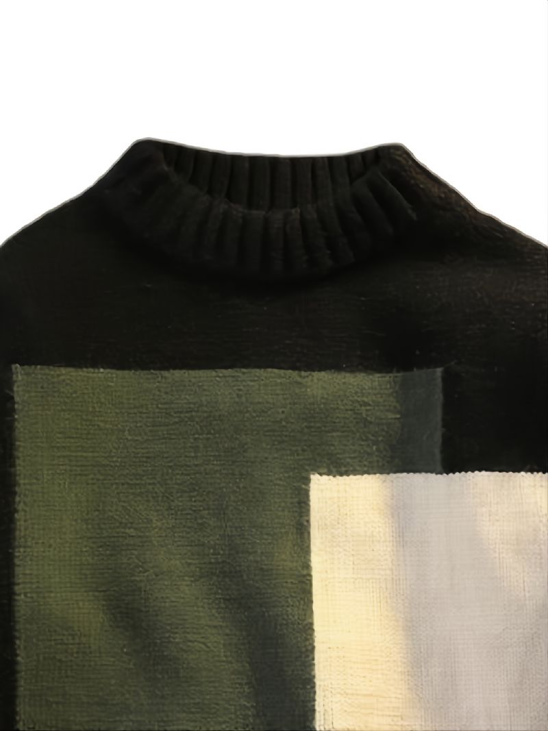 Drenge Colorblock Plaid Pullover Langærmet Sweater