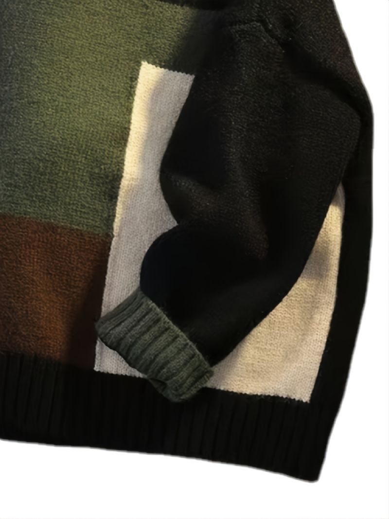 Drenge Colorblock Plaid Pullover Langærmet Sweater