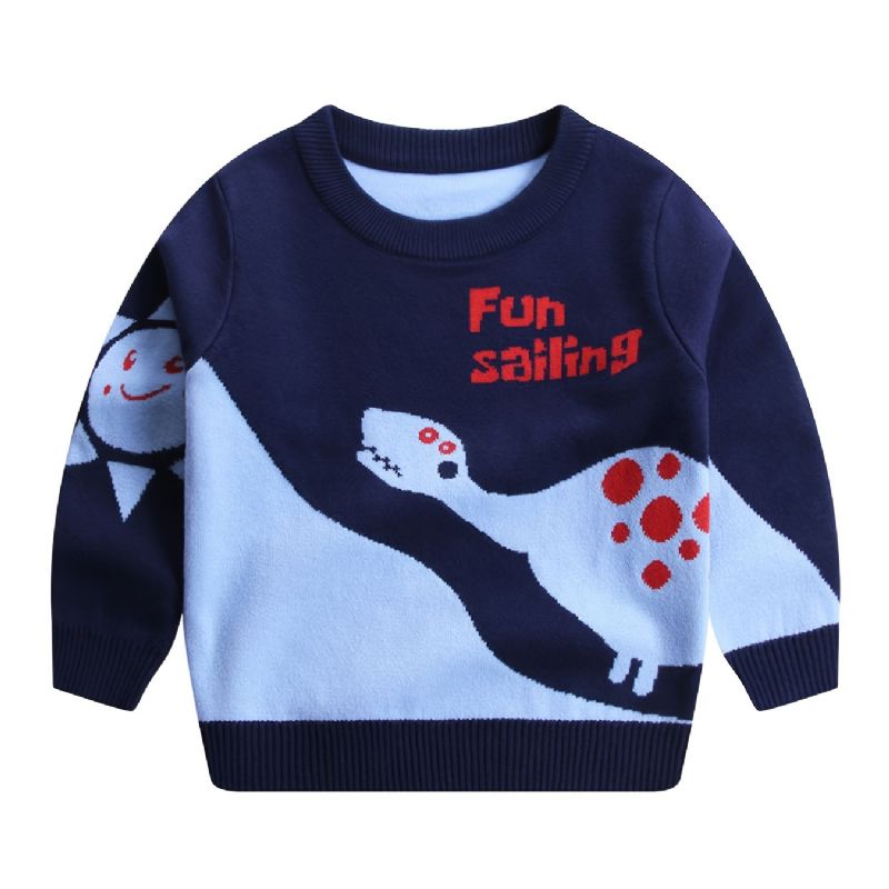 Drenge Dinosaur Strikket Pullover Sweater Varmt Børnetøj Til Vinter