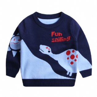 Drenge Dinosaur Strikket Pullover Sweater Varmt Børnetøj Til Vinter
