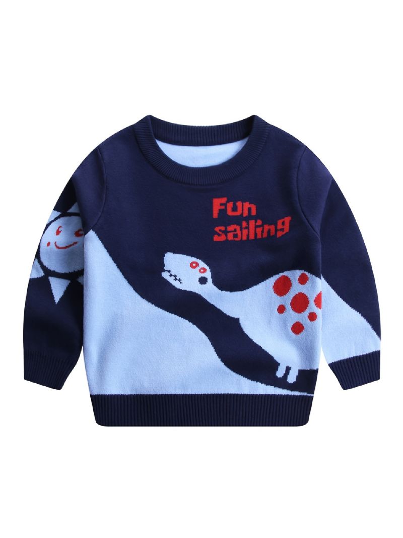Drenge Dinosaur Strikket Pullover Sweater Varmt Børnetøj Til Vinter