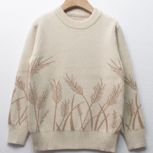 Drenge Ears Of Wheat Print Sweater Rundhalset Langærmet Strikket Pullover Børnetøj