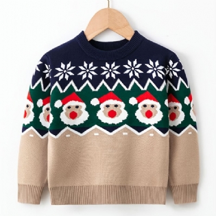 Drenge Juleprint Sweater Med Rund Hals