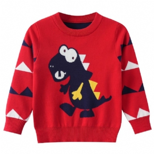 Drenge Sød Tegneserie Dinosaur Mønster Strikket Sweater Børnetøj