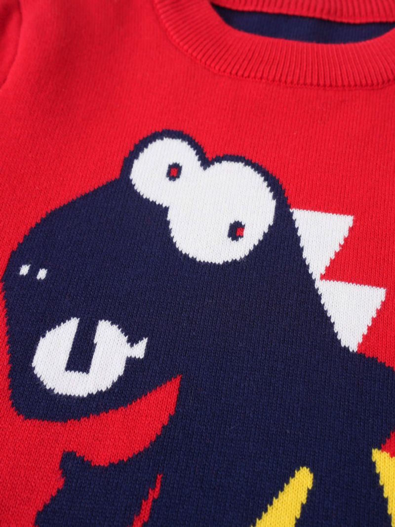 Drenge Sød Tegneserie Dinosaur Mønster Strikket Sweater Børnetøj