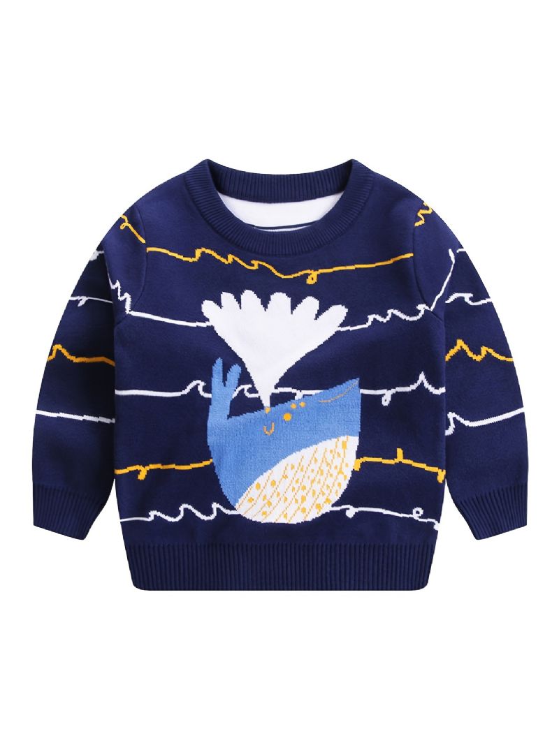 Drenge Stribet Hval Strikket Sweater Børnetøj Til Vinter