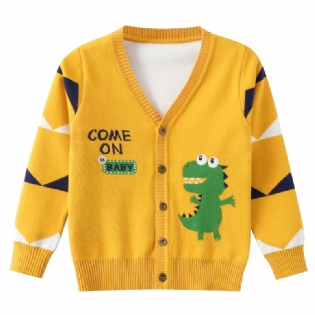 Drenge Sweater Sød Dinosaur Mønster Strikket Cardigan Børnetøj