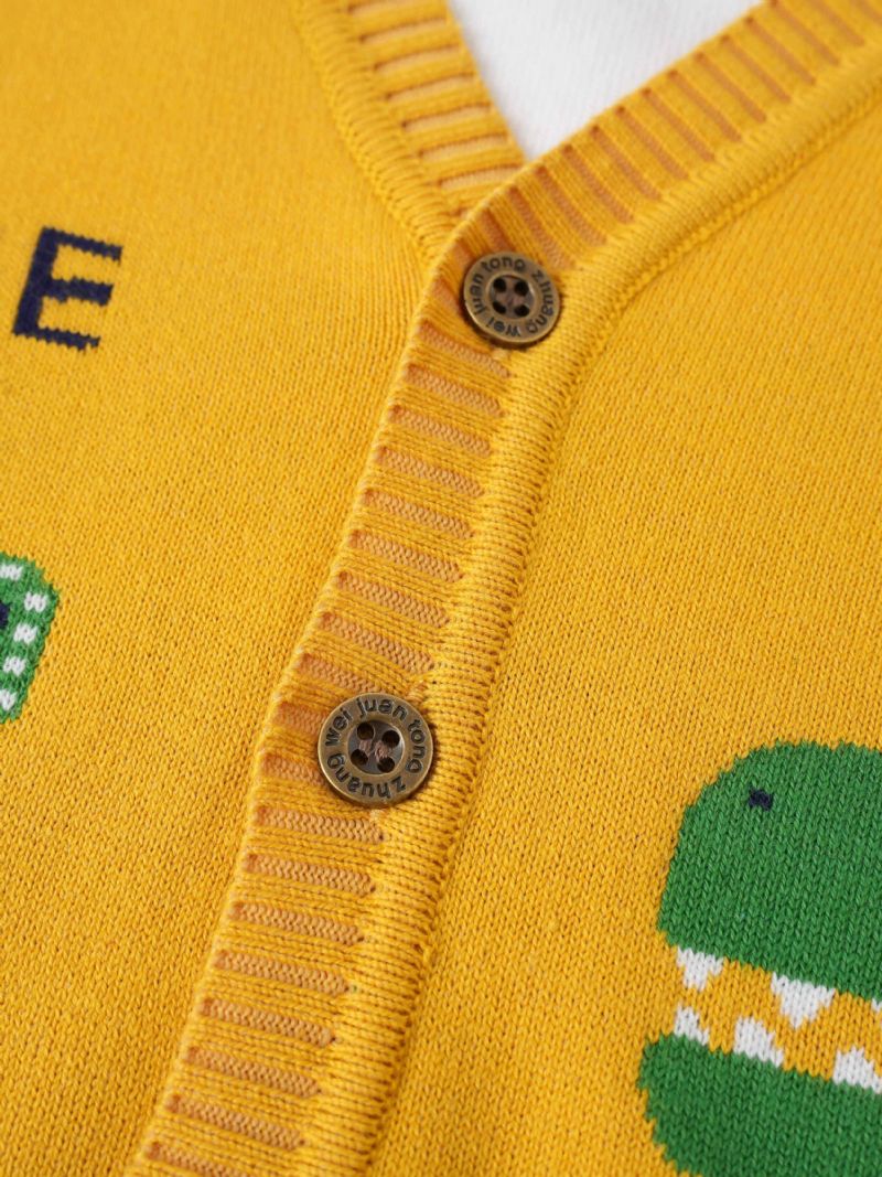 Drenge Sweater Sød Dinosaur Mønster Strikket Cardigan Børnetøj