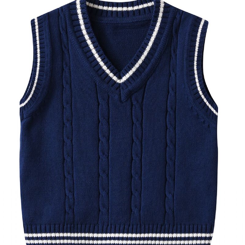 Drenge Sweater Vest V-hals Strik Skole Stil