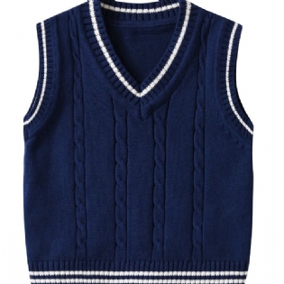 Drenge Sweater Vest V-hals Strik Skole Stil