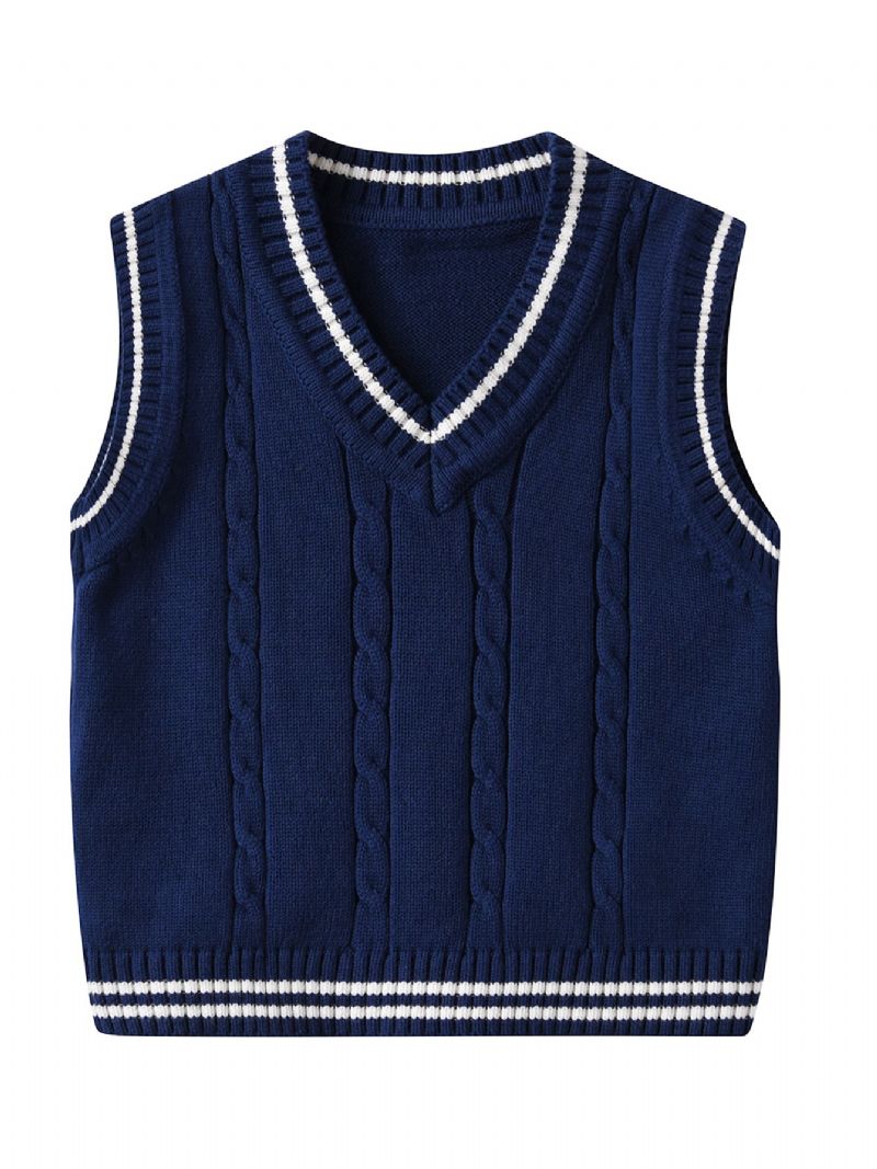 Drenge Sweater Vest V-hals Strik Skole Stil
