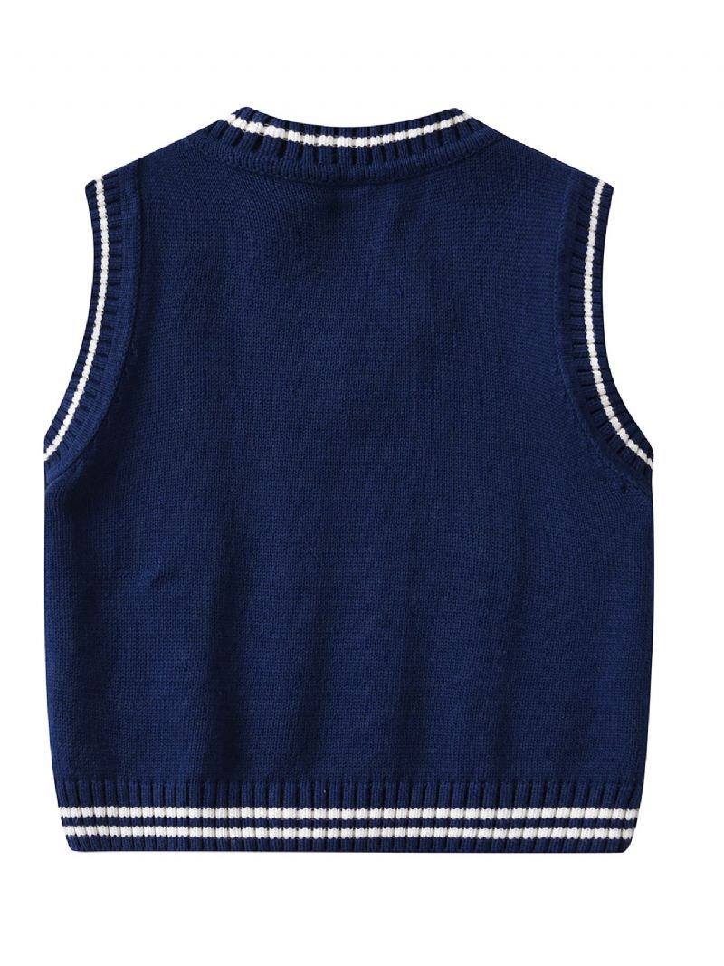 Drenge Sweater Vest V-hals Strik Skole Stil