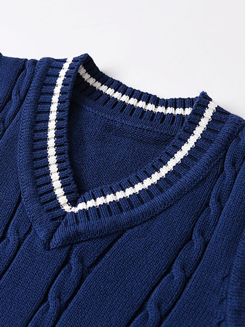 Drenge Sweater Vest V-hals Strik Skole Stil